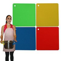 Silicone Pot Holders & Silicone Trivets Heat Resistant - Multi-purpose Set of 4 Pack Non Slip & Durable