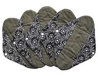 5 Pieces Charcoal Bamboo Mama Cloth/Menstrual Pads/Reusable Sanitary Pads (Black lace, Heavy (12 inch))