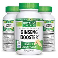 Botanic Choice Ginseng Booster - Adult Daily Supplement - Promotes Energy and Stamina Supports Memory and Cognitive Function Helps Fight Stress and Fatigue 60 Capsules