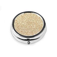 Pill Box - Lizimandu Compact 3 Compartment Medicine Case, Pill Box for Pocket or Purse(Flash Gold Leather)