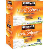 Kirkland Signature Premium Fabric Softener Sheets, Refreshing Scent 250 CT (Pack of 2)