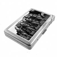 Cigarette Case with Built in Lighter Vintage Girl Fighter S8 Smoking King Size Cigarettes Silver Metal Wallet 4" X 2.75" RFID Protection Fighting Fight