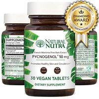 Natural Nutra Premium Pycnogenol, Supreme French Maritime Pine Bark Extract, Antioxidant Support, Blood Circulation and Joint Supplement for Men and Women, 50 mg, 30 Vegan Tablets