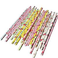 100PC Vintage Flower Paper Straws Mixed Color Floral Straws Cake Pop Sticks