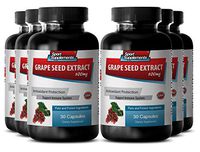 Antioxidant Supplements - Grape Seed Extract - Protecting Against pathogens (6 Bottles - 180 Capsules)