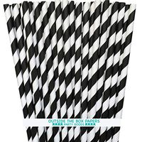 Black Stripe Paper Straws - 100 Pack