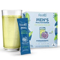 Rootd - Powder Multivitamin For Men - With 25 Vitamins & Minerals | Vitamin A, C, D, E, B12, B6, K, Probiotics, Electrolytes, & Organic Super Greens | Natural Pomegranate | 24 Effervescent Stick Packs
