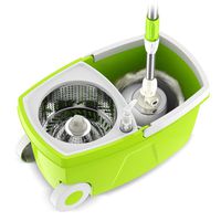 SHPING Mops Rotating mop, 360 degree free rotation, wet and dry, no need to hand wash, stainless steel telescopic rod, suitable for cleaning all living room floors (Color : Green)