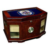 Large Premium Desktop Humidor - Glass Top -US Navy USS Mobile Bay (CG 53), Cruiser Emblem (Crest)