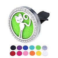 HOUSWEETY Rhinestone Car Air Freshener Aromatherapy Essential Oil Diffuser Vent Clip with 12 Refill Pads -Garfield