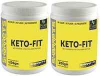 SHARRETS KETOFIT {Blend of Fish Collagen & Medium Chain Triglycerides- Vital for Ketosis & Ketogenic Diets} Keto Diet Supplements Pack of 2 : NET WT Each : 0.44 Lbs / 200g./ 7 Oz. UNFLAVORED