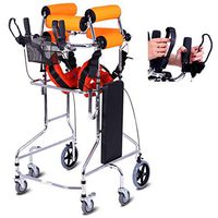 JYKOS Standing Walk Stand, Folding Walker Aid Equipment, Stand Frame Height Adjustable 6 Wheels Walking Assist Equipped for Old Man Disabled Hemiplegia Rehabilitation Device Stroke Recovery,Orange