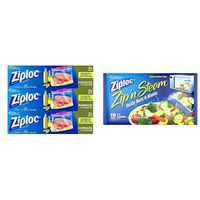 Ziploc Prep Set, 2 ct: All Purpose Marinade Bags, Pack of 3 (24 ct), Medium Zip 'n Steam Bags, Pack of 3 (10 ct)
