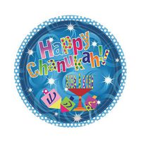 Hanna K. Signature Collection 40 Count Happy Chanukah Round Paper Plates, 7-Inch