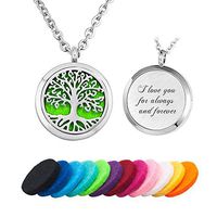 CLY Jewelry Essential Oil Diffuser Necklace Locket Pendant Tree Of Life Engraved Necaklce I Love You Always And Forever With Refill Pads Ideal Gift For Women Girl Mom Daughter Grandma Friends Birhtday