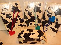 3 Gift Giving Milk Carton Boxes ½ Gallon Udderly Divine Cow Print Colored Ribbon & Heart Gift Tag