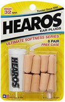 Hearos Ultimate Softness Series Ear Plugs, 8-Pair with Free Case (Pack of 3)