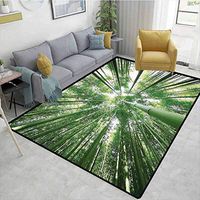 Bigdatastore Bamboo Animals Door Mats Outdoors, Tropical Rain Forest Tall Bamboo Trees in Grove Exotic Nature Zen Decor Style Image, Easy Maintenance Area Rug Living Room Bedroom Carpet(3'x 5')