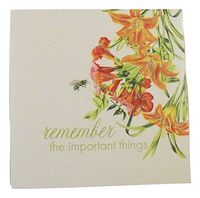Michaels Floral Passages Glitter Notecards ~ Remember the Important Things (6 Cards and Envelopes; 5" x 5")