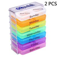 Comicfs Weekly Pill Box - Portable Travel Organizer Reminder 7 Day 28 Compartments Tablets Storage Box Medicine Dispenser Vitamin Holder - 4 Times a Day Detach Case, Pack of 2 (pillbox-C28)