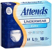 Attends Underwear Extra w/Leak Guard Large 44"-58" PK/18