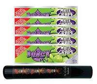 Herb Airtight Tube Pocket Protector with Juicy Jay's White Grape 1.25 Flavored Hemp Rolling Papers 5 Count DC Crafts Nation- Tiki Man