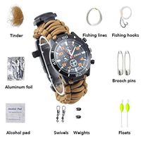 Zywtrade Outdoor Multi-Function Mountaineering Men's Luminous Watch Camping Survival Flintstone Watches with Fishing Hooks wnd Thermometers wnd Other Survival Essential Kits
