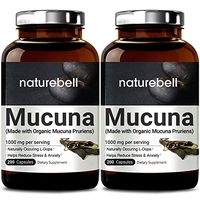2 Pack Organic NatureBell Mucuna 1000mg Per Serving, 200 Capsules, Contains Premium Mucuna Pruriens Seeds for Mood Mind and Brain Health, No GMOs, Made in USA