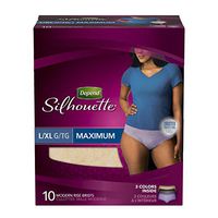 Depend Silhouette for Women Incontinence Briefs, Maximum Absorbency, Large/X-Large, 10 Count