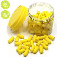 Emoly 50 Pairs Foam Ear Plugs, Premium Ear Plugs Noise Reduction - 34dB SNR Super Soft Foam Ear Plugs Noise Reduction Hearing Protector for Sleeping, Snoring, Travel, Shooting and Work (Yellow)