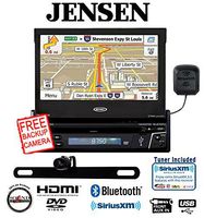 Jensen VX7012 7" DVD Navigation Built In Bluetooth w/ SiriusXM Tuner and Antenna along with a Backup Camera and a FREE SOTS Air Freshener