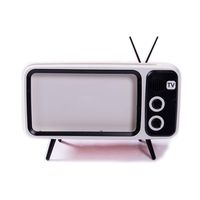 Retro TV Bluetooth Speaker V4.2 Vintage Wireless Radio, AUX FM Bluetooth Optional 3D Stereo Sound Quality Portable Loudspeaker with TF Card Slot Also Cell Phone Holder Art Decoration (Black)