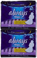 Always Overnight Extra Heavy Flow w/ Wings - 20 ct - 2 pk