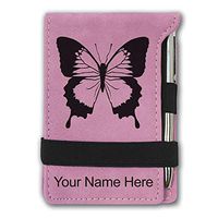 Mini Notepad, Swallowtail Butterfly, Personalized Engraving Included (Pink)