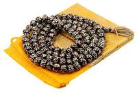 DharmaObjects Tibetan Meditation Om Mani Padme Hum 108 Bone Beads Mala with Pouch