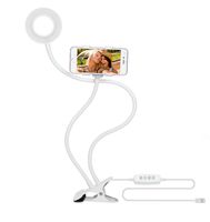Ring Light with Cell Phone Holder for Live Streaming, Dimmable [3-Light Mode, 10-Level Brightness] Clamp on Gooseneck Mount Stand with Selfie Light for YouTube, Facebook, Podcast & Makeup - White