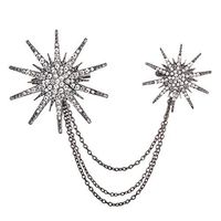 Meolin Crystal Rhinestone Star Brooch Pins with Chain Tassel Collar Pin