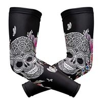 LEVEIS Day of The Dead Sugar Skull Arm Sleeves UV Protection for Men Women Sunblock Protective Gloves Running Golf Cycling Driving Long Arm Cover 1 Pair
