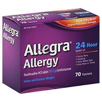 Allegra Allergy 24 Hour Tablets, 180 mg Each Long-Lasting Fast-Acting Antihistamine for Noticeable Relief from Indoor and Outdoor Allergy Symptoms (70 Count) (Pack of 2)