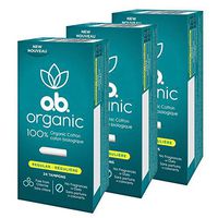 o.b. Organic Tampons, Made with 100% Organic Cotton, Proven 8 Hour Leak Protection, Regular, 24 Count, Pack of 3