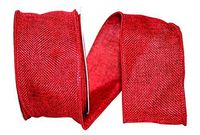 Reliant Ribbon 90357W-065-40F Burlap Poly Wired Edge Ribbon, 2-1/2 Inch X 10 Yards, Red