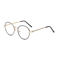 Blue Light Blocking Glasses Retro Round Metal Frame Anti Eyestrain Lightweight Eyeglasses Tablet Reading/Gaming/TV Glasses,Men/Women (Gold&Black Frame)