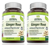 Herbal Secrets Ginger Root Supplement - 550 mg Capsules - Easy to Swallow Capsule-2 Pack