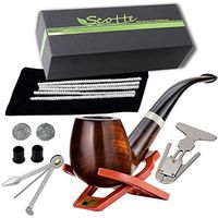 Scotte Superior Ebony Tobacco Pipe 9mm Filter Smoking Pipe Set in Black Box