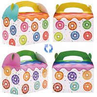 CNsoyee Donut Party Supply Boxes, 20 Pack Donut Paper Party Favor Birthdays Boxes Double-Sided Design 6.7 * 3.8 * 3.7 Inches for Both boy and Girl