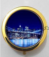 BlackKey Brooklyn Bridge Night Scenery 3-Compartment Decorative Pocket Gift Box Case Organizer for Pill, Color 2 -212