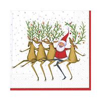 Caspari Santa's Kickettes Paper Luncheon Napkins in White, 20 Per Package