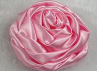 10pcs Big Satin Ribbon 3.4"Flower Appliques Wedding Bow (Pink)