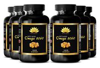 Fish Oil Omega 3 - Omega 8060 Fatty Acids 1500mg - Increase Energy Levels - 6 Bottles 360 softgels