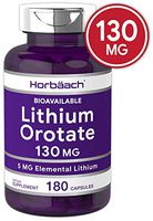 Lithium Orotate 130mg | 180 Capsules | Non-GMO, Gluten Free | 5mg Bioavailable Elemental Lithium | by Horbaach
